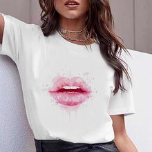 Load image into Gallery viewer, Vogue watercolor flowers high heel shoe printed tshirt women white summer top female t-shirt femme punk t shirt streetwear