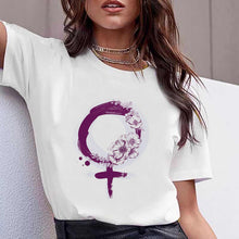 Load image into Gallery viewer, Vogue watercolor flowers high heel shoe printed tshirt women white summer top female t-shirt femme punk t shirt streetwear