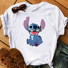 Load image into Gallery viewer, Graphic Women Cartoon Coffee T-Shirt Lilo Stitch Tshirts Female Summer Print  Fashion T Shirt Casual Tops Camisas Mujer T-shirt
