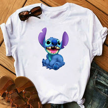 Load image into Gallery viewer, Graphic Women Cartoon Coffee T-Shirt Lilo Stitch Tshirts Female Summer Print  Fashion T Shirt Casual Tops Camisas Mujer T-shirt
