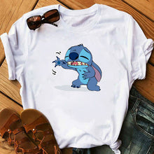 Load image into Gallery viewer, Graphic Women Cartoon Coffee T-Shirt Lilo Stitch Tshirts Female Summer Print  Fashion T Shirt Casual Tops Camisas Mujer T-shirt
