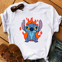 Load image into Gallery viewer, Graphic Women Cartoon Coffee T-Shirt Lilo Stitch Tshirts Female Summer Print  Fashion T Shirt Casual Tops Camisas Mujer T-shirt
