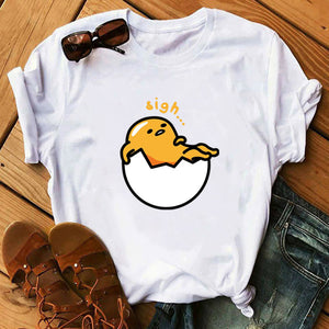 TJCJFO Funny Sleeping Lazy Egg Print Graphic T Shirts Women Gudetama Tshirt Tee Shirt Femme Camisas Mujer Top Clothes
