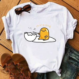 TJCJFO Funny Sleeping Lazy Egg Print Graphic T Shirts Women Gudetama Tshirt Tee Shirt Femme Camisas Mujer Top Clothes