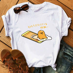 TJCJFO Funny Sleeping Lazy Egg Print Graphic T Shirts Women Gudetama Tshirt Tee Shirt Femme Camisas Mujer Top Clothes
