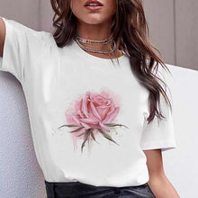 Load image into Gallery viewer, Vogue watercolor flowers high heel shoe printed tshirt women white summer top female t-shirt femme punk t shirt streetwear
