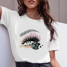Load image into Gallery viewer, Vogue watercolor flowers high heel shoe printed tshirt women white summer top female t-shirt femme punk t shirt streetwear

