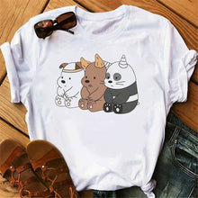 Load image into Gallery viewer, Casual Women Summer Tshirt Tops Cartoon Bear Print Cute Tee Shirt Kawaii Female Round Neck Tops T-shirts Clothes
